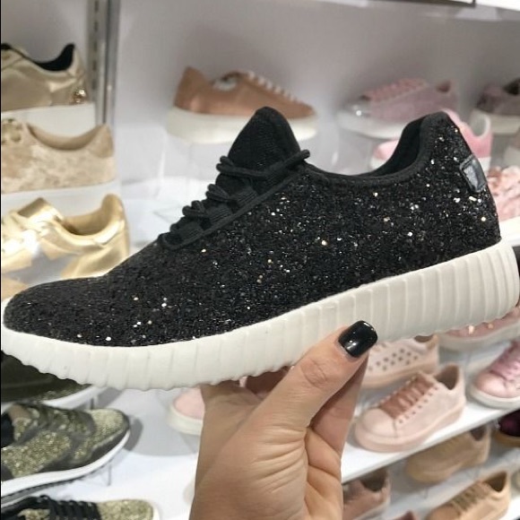 Black Glitter/Sparkle Sneakers - Picture 3 of 6